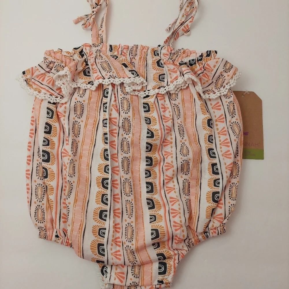 Savannah Romper Headband Set Organic Cotton Size 3 - 6 Months Baby NEW
